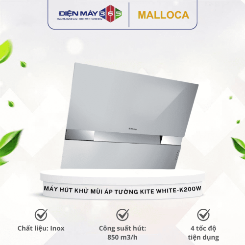Máy hút khử mùi áp tường MALLOCA KITE WHITE-K200W