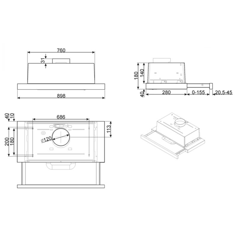 Máy hút mùi âm tủ Hafele Smeg KSET92E 536.84.872 6 Máy hút mùi âm tủ Hafele Smeg KSET92E 536.84.872 - Ảnh 4