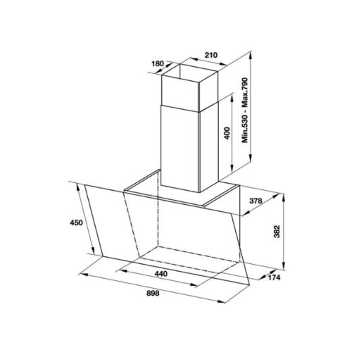 Máy hút mùi gắn tường Hafele HH-WVG90C 533.89.013 5 Kích thước máy hút mùi gắn tường Hafele HH-WVG90C 533.89.013