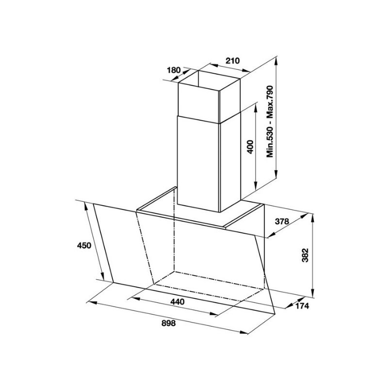 Máy hút mùi gắn tường Hafele HH-WVG90C 533.89.013 8 Kích thước máy hút mùi gắn tường Hafele HH-WVG90C 533.89.013
