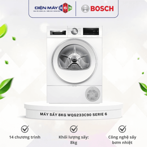 Máy sấy bơm nhiệt Bosch 8kg WQG233C90 Serie 6