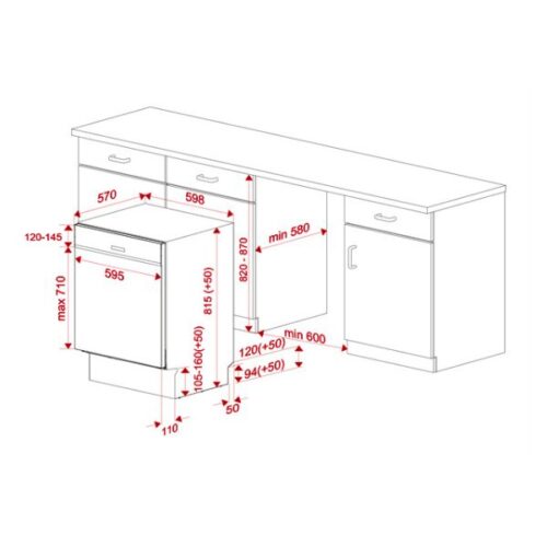 Máy rửa bát Teka DW DSI 46750 220 50 SS 114270011 6 Kích thước của Máy rửa bát Teka DW DSI 46750 220 50 SS