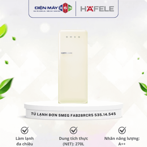 Tủ lạnh đơn Hafele Smeg FAB28RCR5 535.14.545 màu kem