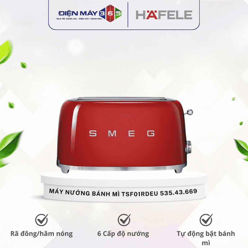 Máy nướng bánh mì Hafele Smeg TSF01RDEU 535.43.669 màu đỏ 3 Máy nướng bánh mì Hafele Smeg TSF01RDEU 535.43.669 màu đỏ