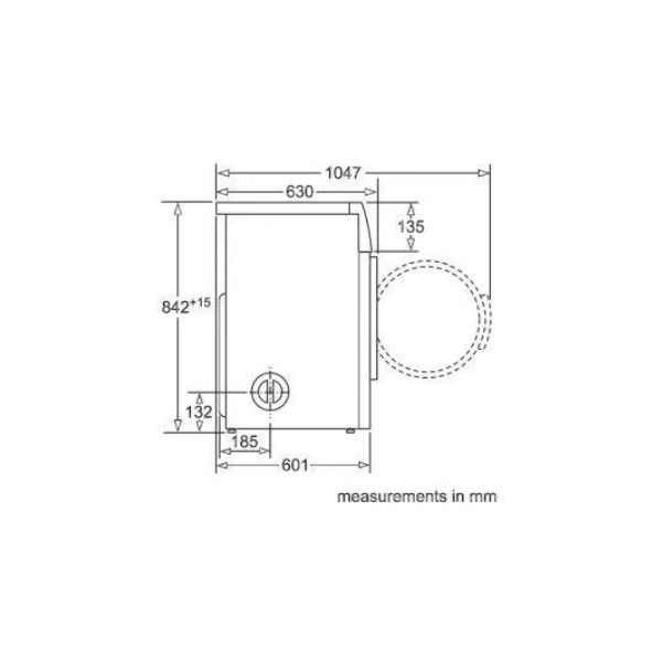Máy Sấy Quần Áo Bosch WTA74101SG 5 Kích thước của Máy Sấy Quần Áo Bosch WTA74101SG