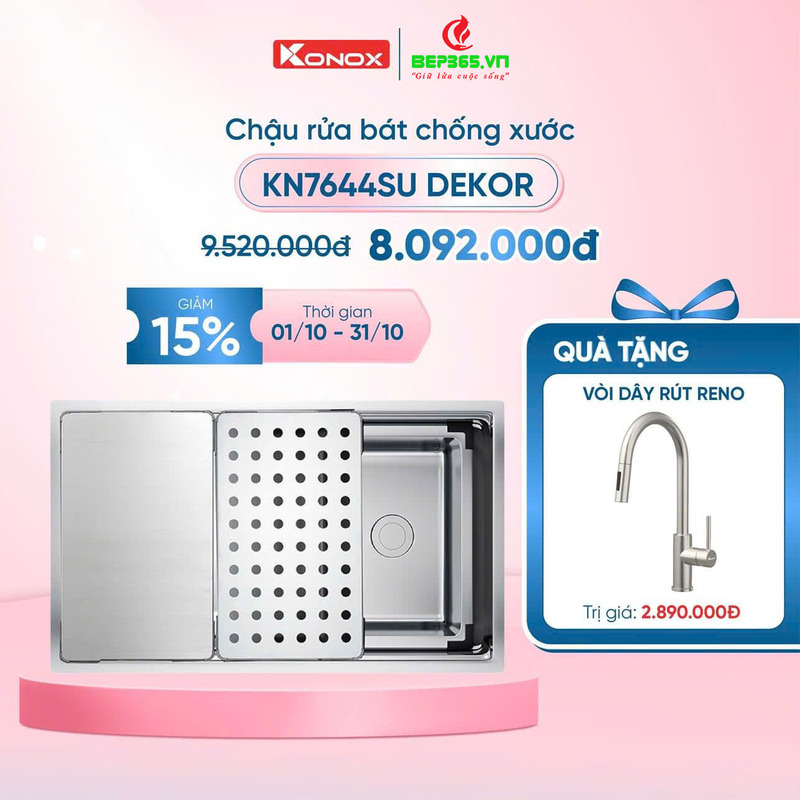 Chậu rửa bát Konox Workstation - Undermount Sink KN7644SU Dekor 3 Khuyến mãi chậu rửa bát Konox Workstation - Undermount Sink KN7644SU Dekor