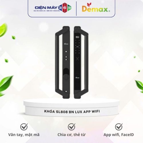 Khóa cửa đại sảnh biệt thự Demax SL808 BN Lux App Wifi
