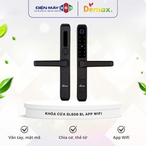 Khóa cửa điện tử chống nước Demax SL606 BL App Wifi