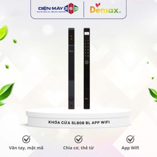 Khóa cửa điện tử chống nước Demax SL808 BL App Wifi 8 Khoa cua dien tu chong nuoc Demax SL808 BL App Wifi 1