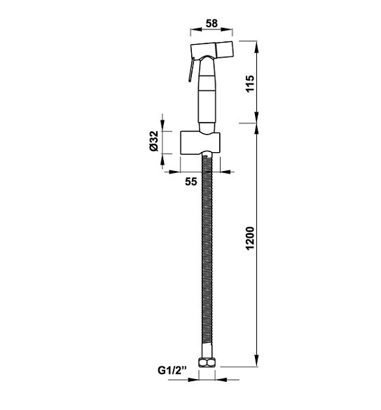 Vòi Xịt Vệ Sinh Hafele 485.95.032 4 kích thước Vòi Xịt Vệ Sinh Hafele 485.95.032