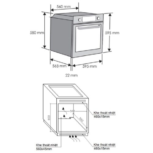 Lò nướng Rosieres RFN3151PN/E 9 Kích thước Lò nướng Rosieres RFN3151PN/E