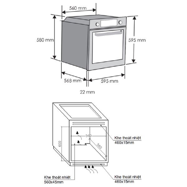 Lò nướng Rosieres RFN3151PN/E 6 Kích thước Lò nướng Rosieres RFN3151PN/E