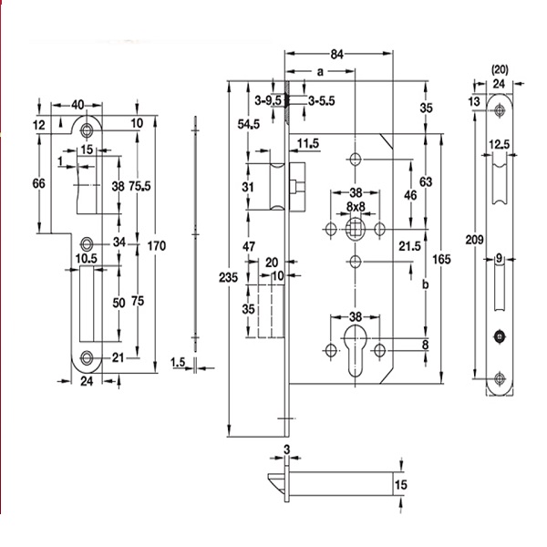 Thân khóa lưỡi gà chốt chết C/C 72mm Hafele 911.02.168 4 Thiết kế của Thân Khóa Lưỡi Gà Chốt Chết C/C 72mm Hafele 911.02.168