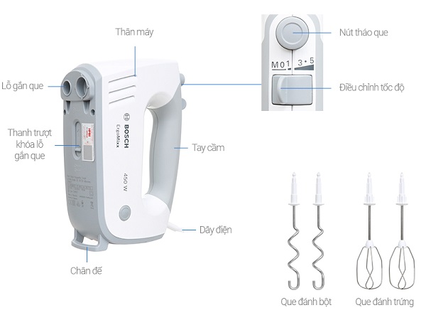 Máy trộn và máy đánh trứng Bosch MFQ36400 8 Máy trộn và máy đánh trứng Bosch MFQ36400 - Ảnh 6