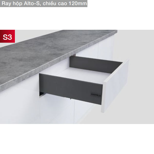 Ray hộp Alto-S chiều cao 120mm Hafele 552.35.775 3 Ray hộp Alto-S chiều cao 120mm Hafele 552.35.775