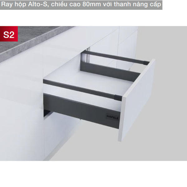 Ray hộp Alto-S chiều cao 80mm với thanh vuông Hafele 552.55.318 3 Ray hộp Alto-S chiều cao 80mm với thanh vuông Hafele 552.55.318