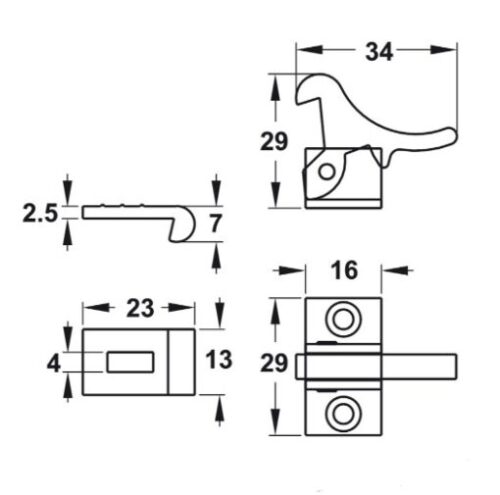 Khóa mỏ quạ cho cửa 2 cánh Hafele 245.74.010 5 Khóa mỏ quạ cho cửa 2 cánh Hafele 245.74.010