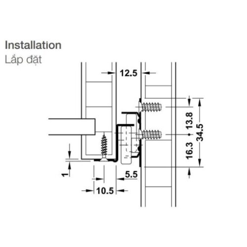Ray bánh xe mở 3/4 dài 350mm Hafele 431.16.702 5 Ray bánh xe mở 3/4 dài 350mm Hafele 431.16.702