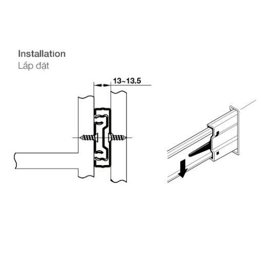 Ray bi nhấn mở 400mm Hafele 494.02.083 4 Ray bi nhấn mở 400mm Hafele 494.02.083