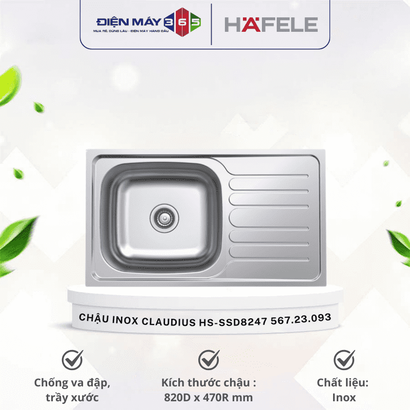 Chậu Rửa Chén Hafele HS19-SSD1R60 567.23.093 3 Chậu Rửa Chén Hafele HS19-SSD1R60 567.23.093