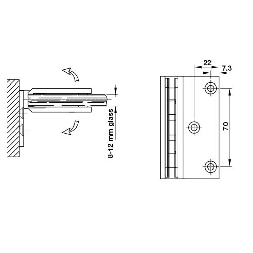 Bản lề kính - tường 90º màu đen Hafele 981.77.909 4 Kích thước của Bản lề kính - tường 90º màu đen Hafele 981.77.909