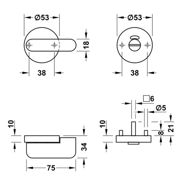 Chốt cài nhà vệ sinh công cộng Hafele 988.98.170 4 Kích thước của Chốt cài nhà vệ sinh công cộng Hafele 988.98.170