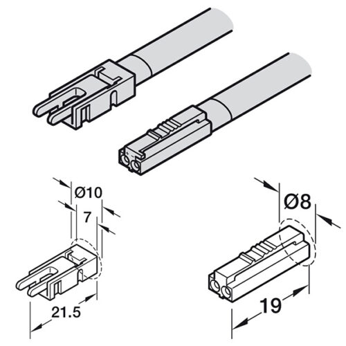 Dây dẫn adapter Hafele 833.72.742 5 Kích thước của Dây dẫn adapter Hafele 833.72.742