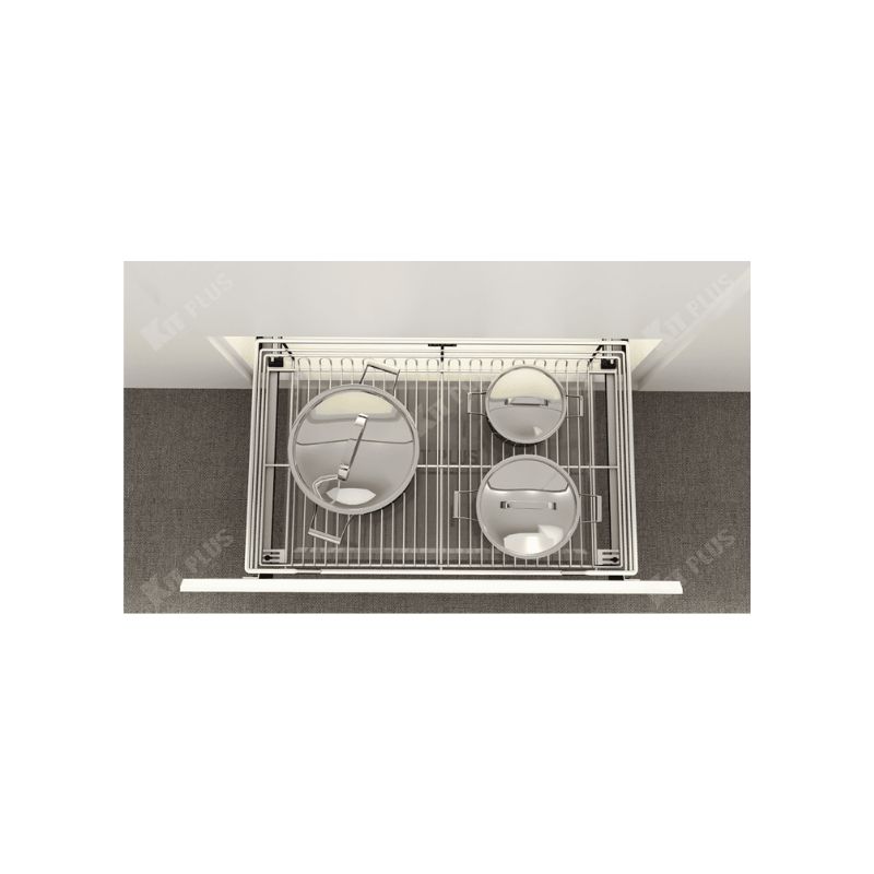 Giá xoong nồi nan tròn Inox mờ, ray giảm chấn Kit Plus DG80S 4 Giá xoong nồi nan tròn Inox mờ, ray giảm chấn Kit Plus DG80S