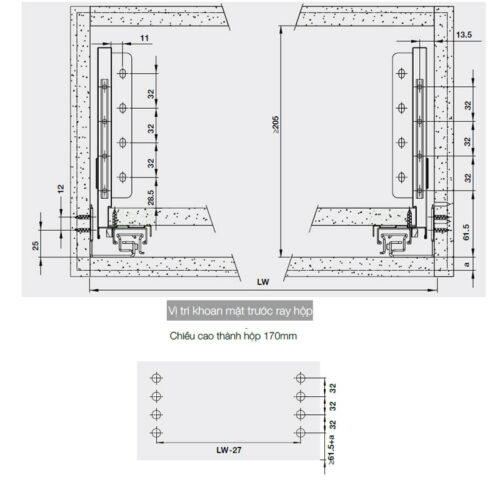 Ray hộp Hafele 552.35.355 Alto S PTO xám đậm H170/500mm 7 phu kien nha bep 552 35 355 1 1