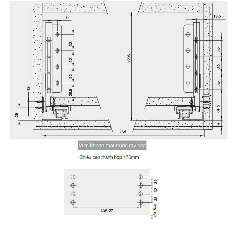 Ray hộp Hafele 552.35.355 Alto S PTO xám đậm H170/500mm 4 Ray hộp Hafele 552.35.355 Alto S PTO xám đậm H170/500mm - Ảnh 2