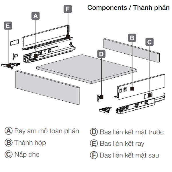 Ray hộp Hafele 552.35.355 Alto S PTO xám đậm H170/500mm 6 Ray hộp Hafele 552.35.355 Alto S PTO xám đậm H170/500mm - Ảnh 4