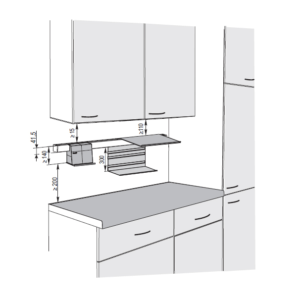 Phụ kiện nhà bếp treo tường Linero Mosaiq Hafele 521.02.572 4 Kích thước của Phụ kiện nhà bếp treo tường Linero Mosaiq Hafele 521.02.572