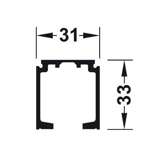 Ray trượt đơn 31 X 33mm Hafele 940.43.932 4 Kích thước của Ray trượt đơn 31 X 33mm Hafele 940.43.932