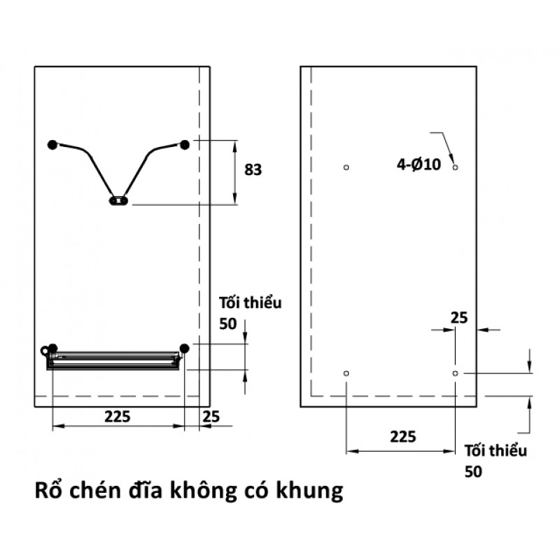 Rổ bát đĩa không khung Presto Hafele 544.40.028 Inox 304 4 Kích thước của Rổ bát đĩa không khung Presto Hafele 544.40.028 Inox 304