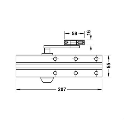 Tay đẩy hơi cùi chỏ 80Kg Hafele 931.84.078 5 Kích thước của Tay đẩy hơi cùi chỏ 80Kg Hafele 931.84.078
