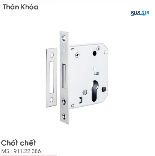 Thân khóa chốt chết Hafele 911.22.386 3 Thân khóa chốt chết Hafele 911.22.386