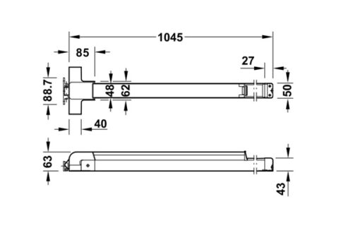 Thanh thoát hiểm Inox mờ Hafele 903.00.310 5 Kích thước của Thanh thoát hiểm Inox mờ Hafele 903.00.310