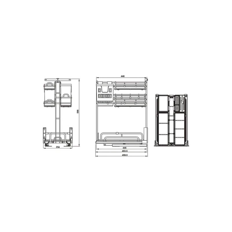 Bộ rổ gia vị dao thớt Hafele Omero 595.00.804 350mm 4 Bộ rổ gia vị dao thớt Hafele Omero 595.00.804 350mm