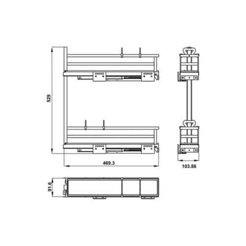 Bộ rổ gia vị Hafele Omero 549.20.891 200mm (trái) 9 Bộ rổ gia vị Hafele Omero 549.20.891 200mm (trái)