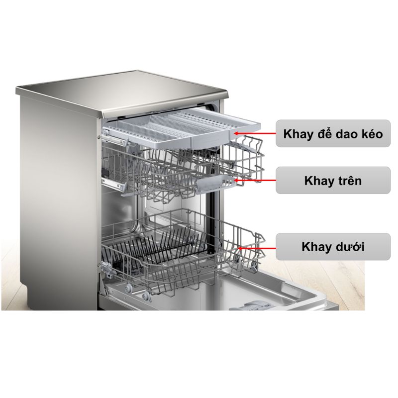 Máy rửa bát độc lập Bosch SMS4HMI07E serie 4 4 Khay rửa của máy rửa bát độc lập Bosch SMS4HMI07E serie 4