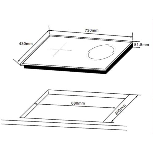 Bếp từ kết hợp hồng ngoại 2 vùng nấu Hafele HC-H7321B 536.61.856 6 Kích thước bếp từ kết hợp hồng ngoại 2 vùng nấu Hafele HC-H7321B 536.61.856