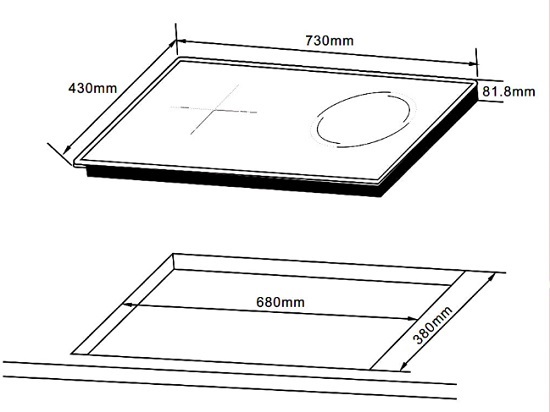Bếp từ kết hợp hồng ngoại 2 vùng nấu Hafele HC-H7321B 536.61.856 9 Kích thước bếp từ kết hợp hồng ngoại 2 vùng nấu Hafele HC-H7321B 536.61.856