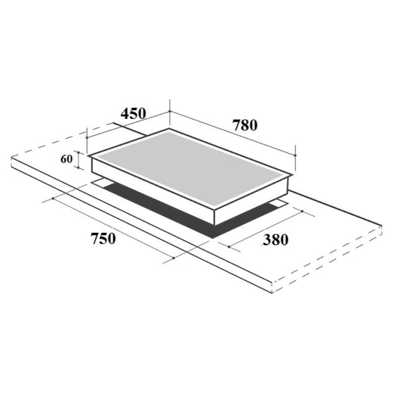 Kích thước bếp từ Canzy 3 vùng nấu CZ-TL67GA lắp âm Kích thước bếp từ Canzy 3 vùng nấu CZ-TL67GA lắp âm