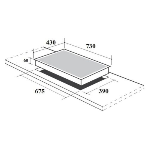 Bếp từ kết hợp hồng ngoại Canzy CZ-757IH lắp âm 5 Kích thước lắp đặt bếp từ kết hợp hồng ngoại Canzy CZ-757IH lắp âm