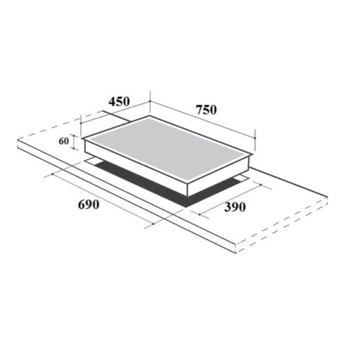 Bếp từ kết hợp hồng ngoại Canzy CZ-TL867DT lắp âm 5 Kích thước lắp đặt bếp từ kết hợp hồng ngoại Canzy CZ-TL867DT lắp âm