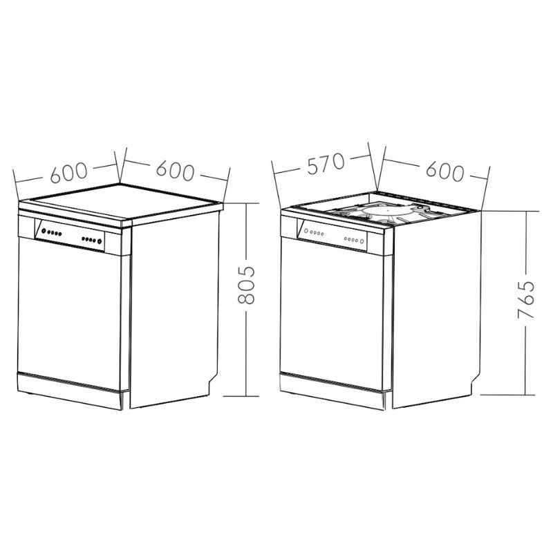 Máy rửa bát âm tủ Canzy CZ-DWS128C16I 7 Kích thước máy rửa bát Canzy CZ DWS128C16I