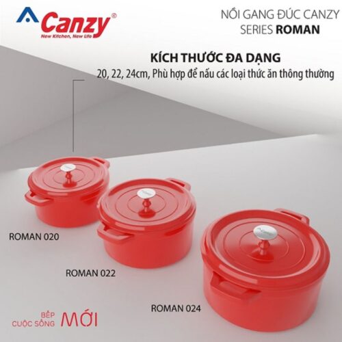 Nồi gang đúc Canzy CZ Roman 024 8 Kích thước nồi gang đúc Canzy CZ Roman 024