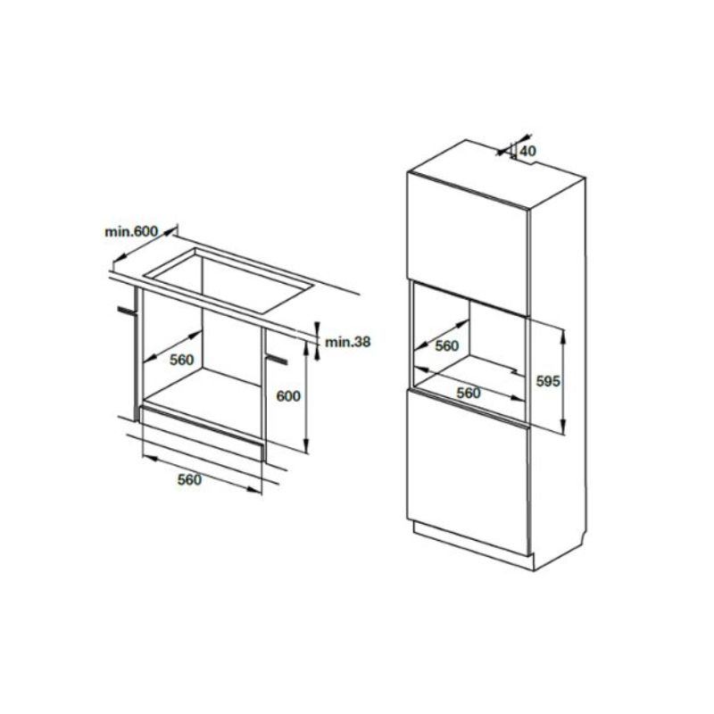 Lò nướng âm tủ 62L Hafele 535.62.571 4 Thiết kế của lò nướng âm tủ 62L Hafele 535.62.571