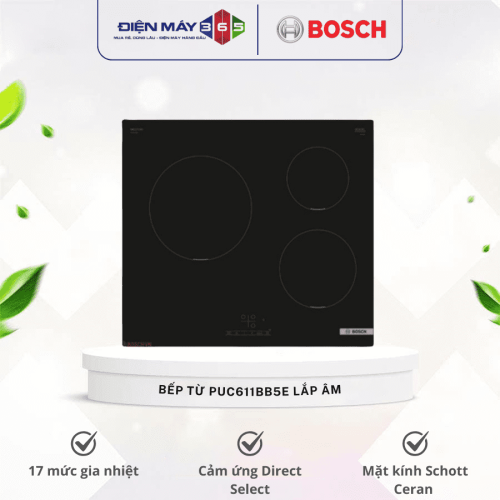 Bếp từ Bosch 3 vùng nấu PUC611BB5E lắp âm