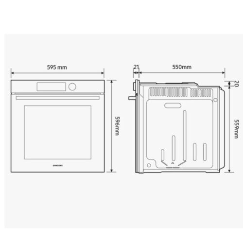Lò nướng âm tủ 76 lít Samsung Bespoke NV7B6675CAA/SV 17 Kích thước lò nướng âm tủ 76 lít Samsung Bespoke NV7B6675CAA/SV